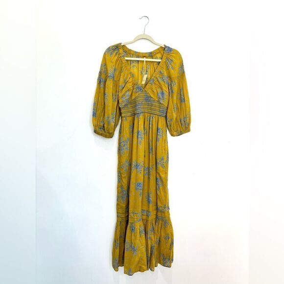 NWT FREE PEOPLE NWT Golden Hour Maxi Dress in Egyptian Palm Combo - Picture 6 of 11